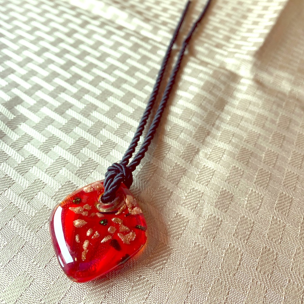 Red Glass Pendant Necklace